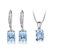 ZLING 925 Sterling Silver Jewelry Created Sky Blue Topaz Earrings Necklace Elegant Wedding Gifts For Women Fine Jewelry Sets
