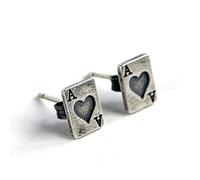 ZLING 925 Sterling Silver Poker Stud Earrings Personality Creative Poker Ace Hearts Earring Ear Piercing Studs Jewelry