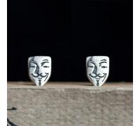 ZLING 925 Sterling Silver V-vendetta Mask Earrings Creative Gothic Mask Stud Earring Unisex Punk Jewelry