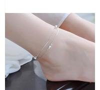 ZLING Beach Star Anklets 925 Sterling Silver Simple Double Layer Stars Small Bead Anklet Bracelets Women Jewelry Gift