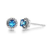 ZLING Fashion Earrings Silver Jewelry Ruby Amethyst Emerald Sapphire Gemstone Rose And Gold Stud Earrings For Women Wedding
