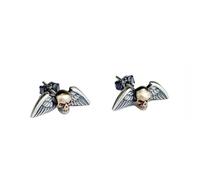 ZLING Punk Skull Wing Devil Stud Earrings For Man 925 Sterling Silver Demon Ear Piercing Studs Unisex Gothic Earring Jewelry
