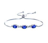 ZLING Real 925 Silver Bracelet Oval Created Nano Blue Sapphire Bracelets Bangles Free Expansion Romantic Jewelry For Women