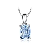 ZLING Solid 925 Sterling Silver Pendant Necklace Gemstone Sky Blue Topaz Necklace Romantic Wedding Gifts For Women Fine Jewelry