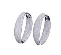 ZLING Zircons Micro Pave Cubic Zirconia Round Big Statement Hoop Earrings Silver Color Women Wedding Bridal Jewelry