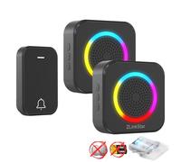 ZLinkStar Doorbell Wireless No Battery Needed,Self-Powered Wireless Door Bells Range 600ft,63 Chimes,4 Volume Levels with RGB Lighting,Waterproof Doorbell for Home/Classroom/Office(Black013-1-2)