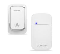 ZLinkStar Doorbell Wireless No Battery Required,Self-Powered Wireless Door Bell, 38 Chimes,5 Level Volume,at 1300ft Range Doorbell for Home(White+1transmitter+1 Receiver)