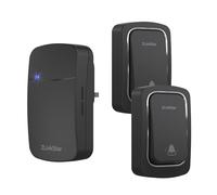 ZLinkStar Self-Powered Wireless Doorbell,Waterproof IP65 Cordless Door Bell kit,38 Chimes, 5 Level Volume,Doorbell No Battery Required for Home(Black+2transmitter+1 Receiver)