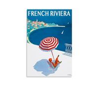 ZLLFES French Riviera Vintage Poster Poster Canvas Wall Art Modern Simple Style Suitable for Various Life Scenes Is Also A Great Birthday Gift Souvenir ChoiceUnframe-style20x30inch(50x75cm)