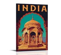 ZLLFES India Travel Vintage Poster Poster Canvas Wall Art Modern Simple Style Suitable for Various Life Scenes Is Also A Great Birthday Gift Souvenir ChoiceFrame-style16x24inch(40x60cm)