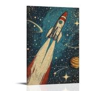 ZLLFES Space Posters Retro Poster Canvas Wall Art Modern Simple Style Suitable for Various Life Scenes Is Also A Great Birthday Gift Souvenir ChoiceFrame-style12x18inch(30x45cm)