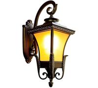 ZLLFHS Antique Industrial Wall Lamp Vintage Outdoor Light Sconce Fixture Retro Outdoor Wall Lights Cast Aluminum and Orange Glass Lamp Shade Garden Wall Lights Waterproof Bracket Light Indoor
