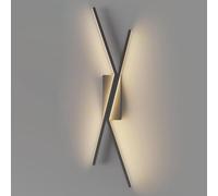 ZLLFHS Bedside Led Wall Light Linear Wall Sconce Lighting, Bathroom Vanity Light Fixtures for Living Room Hallway Bedroom Indoor Long Strip Wall Lamp (3 Color Temperatures)/Black/80Cm(Black,55cm)