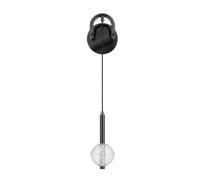 ZLLFHS Black Bedroom Bedside Wall Sconce Indoor Led Wall Lamp with 70Cm Adjustable Hanging Wire, 6W Crystal Globe Wall Light Home Decor Lighting Fixture (Warm Light)