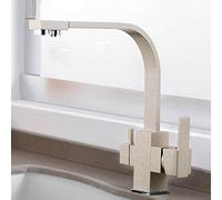 ZLLFHS Brass Kitchen Faucet with Single Lever Hot Cold Water Mixer Tap Pull Down Spray Nozzle and Beige Dot Chasing The Dawn