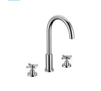ZLLFHS Brushed Gold Antique Split Basin Faucet Double Handle Three-Hole Full Copper Cross Handle washbasin countertop Faucet, electroplated