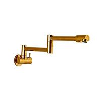 ZLLFHS Brushed Gold Swivel Faucet Wall Mount Bathroom & Kitchen Tap, Cold Water Folding Spout, Brass Basin Mixer for Vanity Sink, Stylish Crane