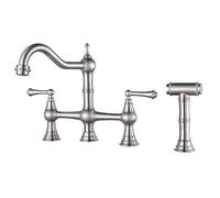 ZLLFHS Chrome Finish Dual Handle Kitchen Faucet with Pull Out Spray and Handheld Sprayer, Comfortable Use, Ceramic Valve Core