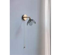 ZLLFHS E27 Brass Wall Sconce with Pull Chain Glass Lampshade 180 Degree Adjustable Wall Lighting Fixture for Bedside Bedroom Doorway Wall Lamp(A)