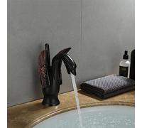 ZLLFHS Full Copper European swan Gold hot and Cold Basin Faucet Bathroom Vintage Paint Antique Chrome Mixed Faucet, Black Antique Dwarf Model