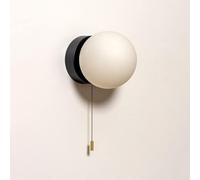 ZLLFHS Kid's Room Decorate Wall Sconce - White Glass Wall Lamp with Wall Mount Light and Pull Chain Switch - Nordic Wall Sconces Lighting Fixtures with G9 Headboard Lamps(Black)