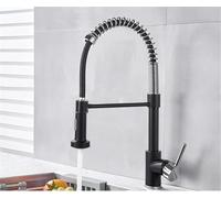 ZLLFHS Kitchen Faucet Black Chrome Single Handle Brass Hot Cold Water Mixer Tap with Pull Down Sprayer Nozzle Chasing The Dawn