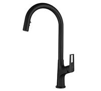 ZLLFHS Kitchen Sink Faucets, Soild Brass Kitchen Faucets with 2 Function Pull Down Sprayer 360° Rotation Single Handle Single Hole Kitchen Mixer Tap, Hot and Cold Water Adjustable,Black