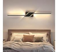 ZLLFHS Minimalist Linear Wall Sconce Bedside Ambiance Wall Lamp Aluminum Indoor Wall Light 16W LED Black Wall Mounted Lamp 23.6 Inch Lighting Fixtures for ng Room Restaurant Loft(6000k,600mm)