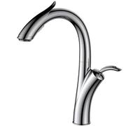 ZLLFHS Nordic Creative Kitchen Faucet Kitchen Sink Mixer Taps Brass Single Handle Single Lever Pull-Out Stretchable Sink Countertop Rotating Faucet Kitchen Faucets with 2-Mode Sprayer,Gray Family