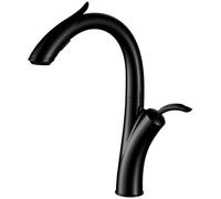 ZLLFHS Nordic Creative Kitchen Faucet Kitchen Sink Mixer Taps Brass Single Handle Single Lever Pull-Out Stretchable Sink Countertop Rotating Faucet Kitchen Faucets with 2-Mode Sprayer,Gray Family
