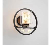 ZLLFHS Oriental Traditional Wall Light Matt Black Sconce with Glass Lamp Shade Chinese Style Headboard Lamp,Pendant Light