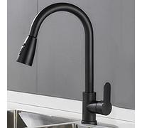 ZLLFHS Out Rotating Faucet,Kitchen Sink Faucet 2 Types of Outlet Modes,Single Hole Hot and Cold Water Pull Down Kitchen Faucet,Black A