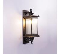 ZLLFHS Outdoor Light Waterproof Lamp, Rustic Ribbed Glass Shade Black Sconce Lighting, Vintage Exterior Wall Mounted Lamps E27 Porch Lights for Villa Patio Garden