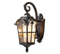 ZLLFHS Outdoor Wall Light Retro Industrial Outdoor Wall Lights Die-Cast Aluminum Housing Black Wall Lamp with Water Drop Glass Shade 44cm Sconce Compatible with Front Door Porch Balcony Garden Light