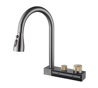 ZLLFHS Pull Down Kitchen Faucet,Gray Kitchen Faucets with Pull Down Sprayer,360 Degree Swivel Sink Faucet,Waterfall Kitchen Sink Faucet,Commercial Rv Kitchen Faucet for Kitchen Sin