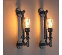 ZLLFHS Retro Industrial Wall Sconce Lighting Steamwater Pipe Wall Lamp Set of 2, Antique Pipe Style Wall Light Fixtures for Farmhouse Restaurant Bar Living Room Bedroom