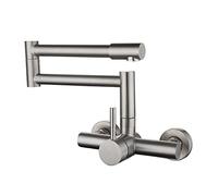 ZLLFHS Wall Mount Brushed,Wall Mounted Folding Faucet,Kitchen Faucets with Swivel Spout,Single Level Stainless Steel Kitchen Sink Faucets,Hot and Cold Water Faucet