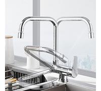 ZLLFHS Wall Mount faucets, Folding Chrome-Plated Copper, for Kitchen Laundry Sink, rotatable hot and Cold, Commercial-Chrome Dual Mode