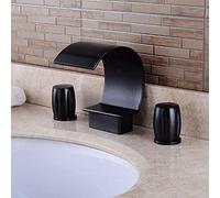 ZLLFHS Water-tap Basin Faucets Contemporary 3-Hole Faucet Waterfall with Brass Valve Two Handles Hot and Cold Three Holes for Chrome Sink Faucet Family