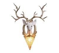 ZLLFHS White Deer Head Wall Light, Golden Antlers Wall Sconce, Resin Wall Lamp, ng Room Dining Room Background Wall Photo Wall Decoration Wall Light Indoor Decoration