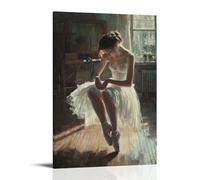 ZLLJXFZZ A Ballerina Tying Her Shoes in A Quiet Studio, Delicate Brushwork Wall Art Mural Modern Decoration Hanging Art Poster 08x12inch(20x30cm)