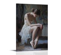 ZLLJXFZZ A Ballerina Tying Her Shoes in A Quiet Studio, Delicate Brushwork Wall Art Mural Modern Decoration Hanging Art Poster 20x30inch(50x75cm)