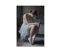 ZLLJXFZZ A Ballerina Tying Her Shoes in A Quiet Studio, Delicate Brushwork Wall Art Mural Modern Decoration Hanging Art Poster 08x12inch(20x30cm)