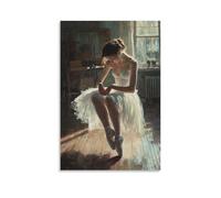 ZLLJXFZZ A Ballerina Tying Her Shoes in A Quiet Studio, Delicate Brushwork Wall Art Mural Modern Decoration Hanging Art Poster 20x30inch(50x75cm)
