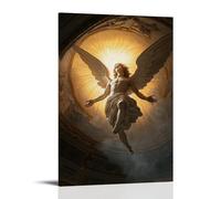 ZLLJXFZZ A Baroque-style Angel Floating in Golden Light, Inspired by Classical Frescoes Wall Art Mural Modern Decoration Hanging Art Poster 08x12inch(20x30cm)