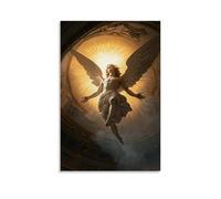ZLLJXFZZ A Baroque-style Angel Floating in Golden Light, Inspired by Classical Frescoes Wall Art Mural Modern Decoration Hanging Art Poster 08x12inch(20x30cm)