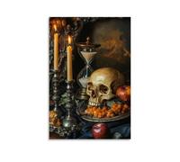 ZLLJXFZZ A Baroque-style still Life with Skull, Candle, And Hourglass (vanitas Theme) Wall Art Mural Modern Decoration Hanging Art Poster 16x24inch(40x60cm)