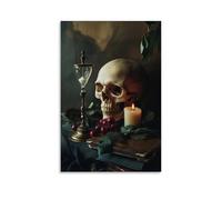 ZLLJXFZZ A Baroque-style still Life with Skull, Candle, And Hourglass (vanitas Theme) Wall Art Mural Modern Decoration Hanging Art Poster 08x12inch(20x30cm)