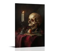 ZLLJXFZZ A Baroque-style still Life with Skull, Candle, And Hourglass (vanitas Theme) Wall Art Mural Modern Decoration Hanging Art Poster 12x18inch(30x45cm)