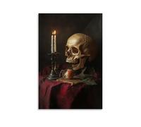ZLLJXFZZ A Baroque-style still Life with Skull, Candle, And Hourglass (vanitas Theme) Wall Art Mural Modern Decoration Hanging Art Poster 16x24inch(40x60cm)